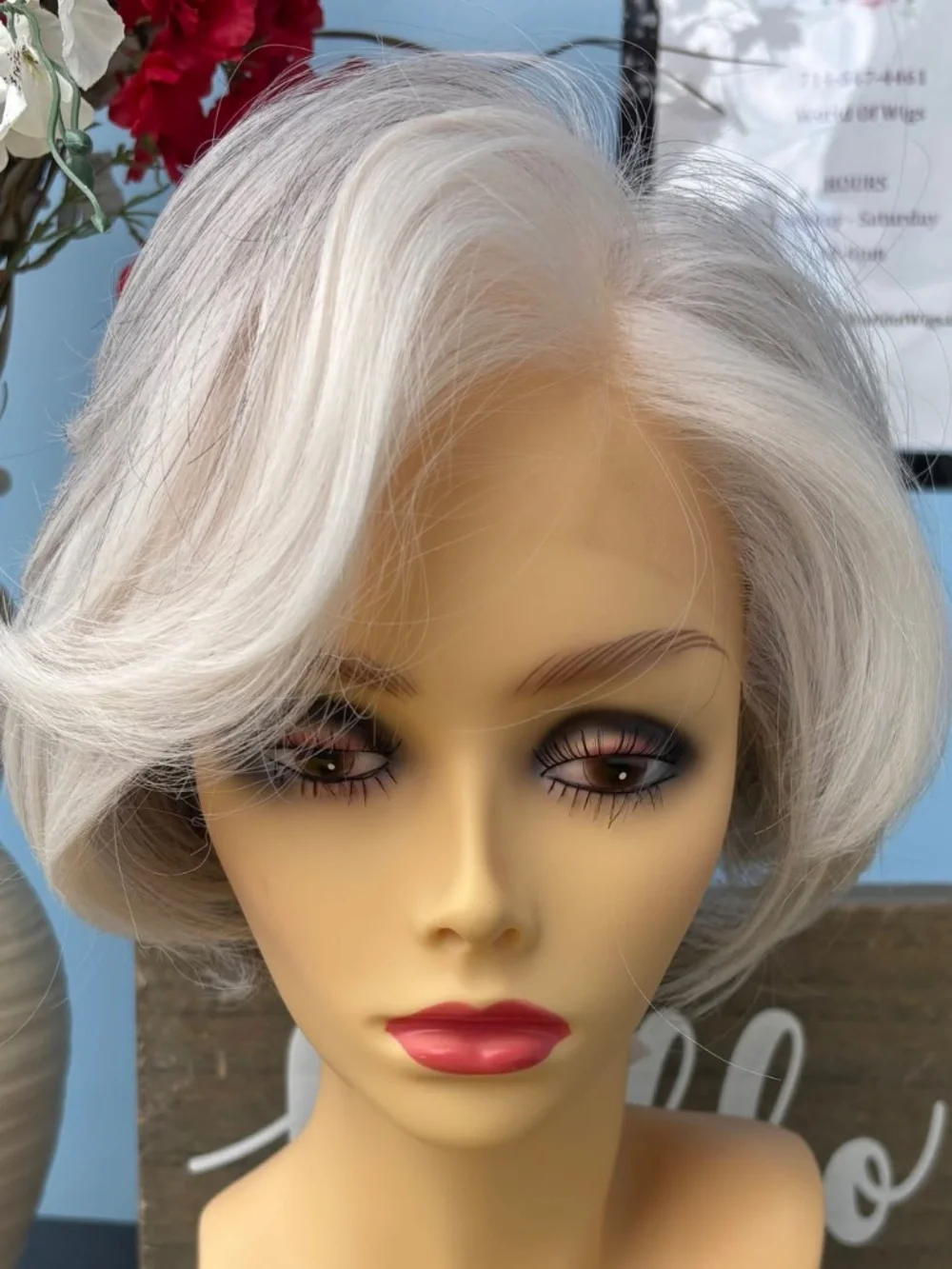 White Gray human hair wig